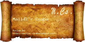 Mallár Csaba névjegykártya